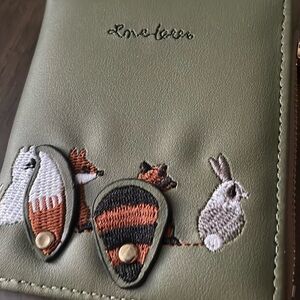 Embroidered Faux Leather Unisex Wallet NWOT